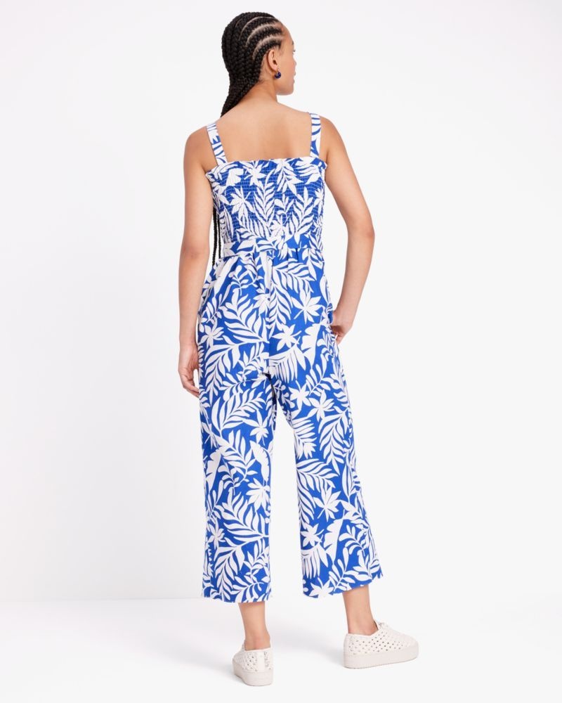 Kate Spade Tropical Foliage Smocked Jumpsuit Cream | 6275084-EL