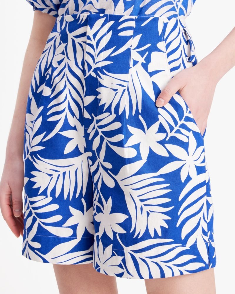 Kate Spade Tropical Foliage Tie-Waist Shorts Cream | 2957860-MS