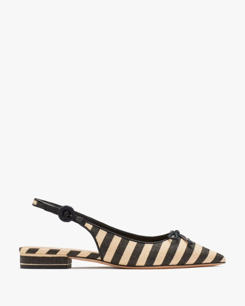 Kate Spade Veronica Raffia Slingback Flats Black / Brown | 4108596-PF