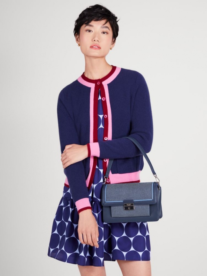 Kate Spade Voyage Chambray Twill Medium Shoulder Bag Blue Multicolor | 9385401-PC