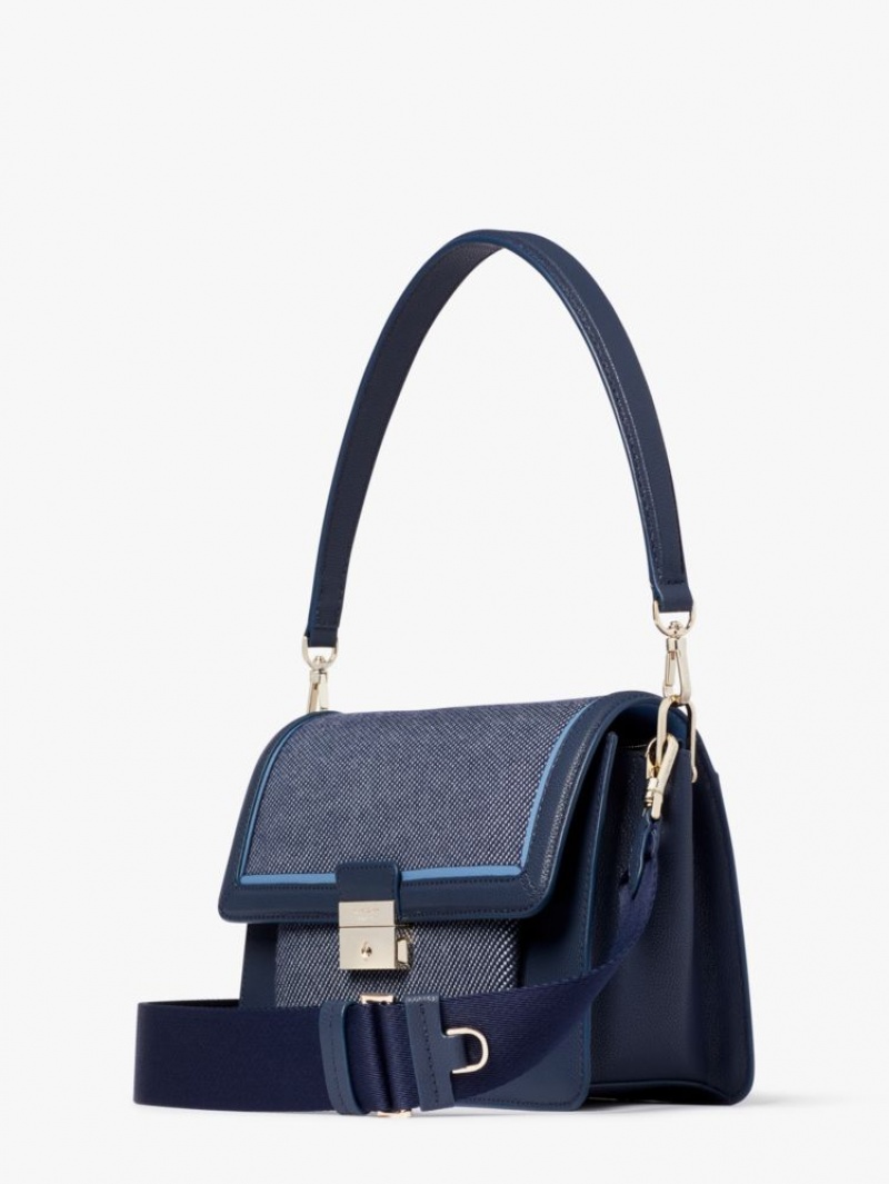 Kate Spade Voyage Chambray Twill Medium Shoulder Bag Blue Multicolor | 9385401-PC