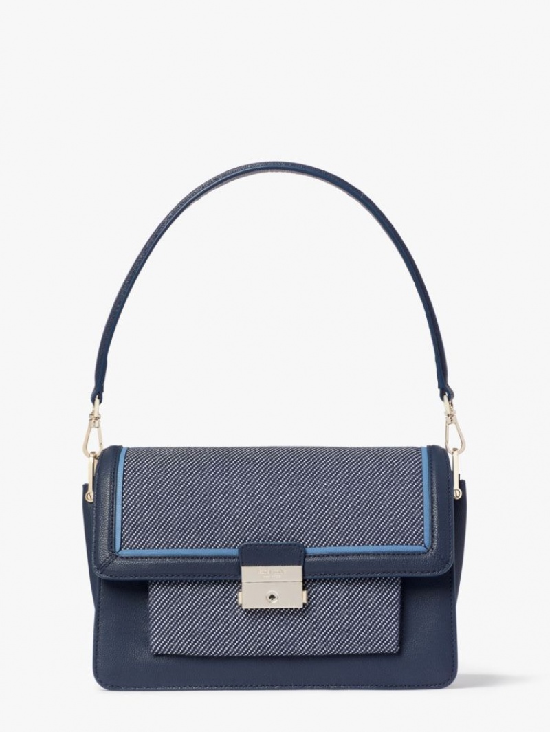 Kate Spade Voyage Chambray Twill Medium Shoulder Bag Blue Multicolor | 9385401-PC