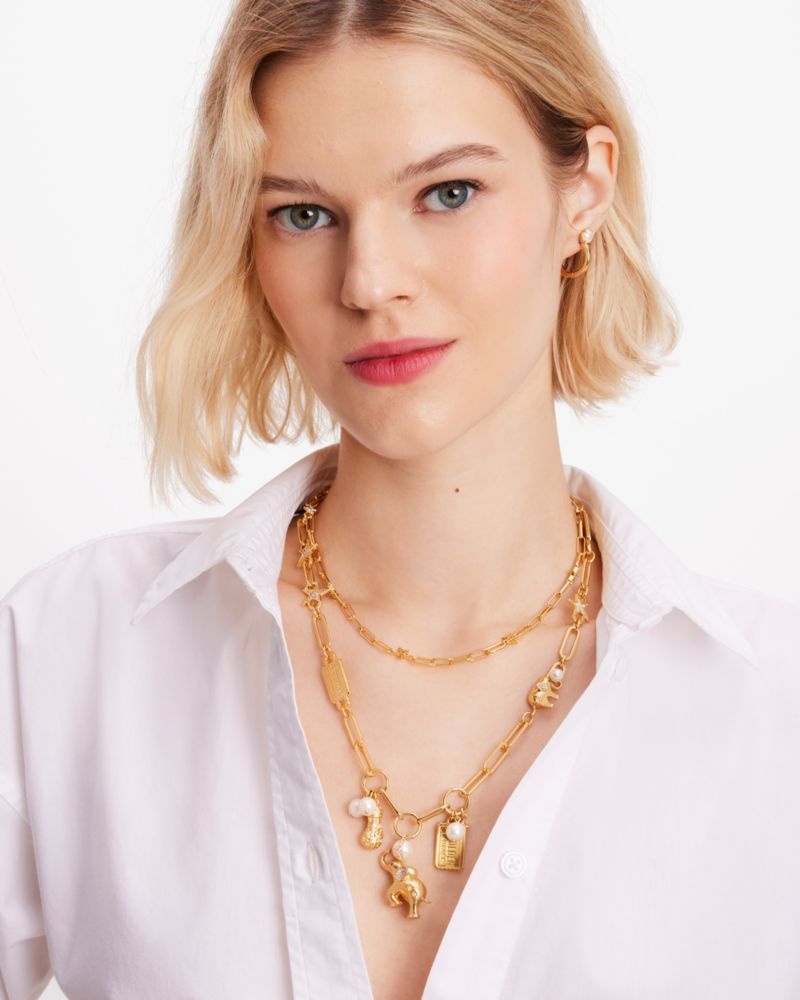 Kate Spade Winter Carnival Statement Charm Necklace Gold | 1234987-FZ