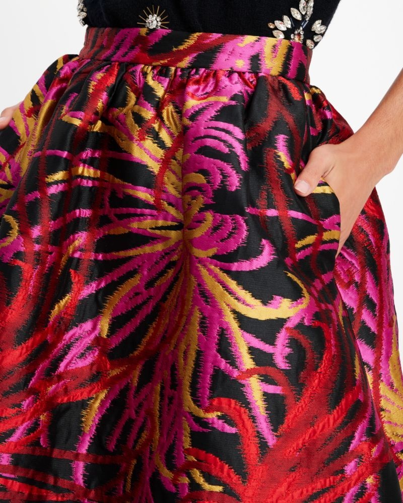 Kate Spade Winter Chrysanthemum Bubble Skirt Black Multicolor | 4265387-BZ