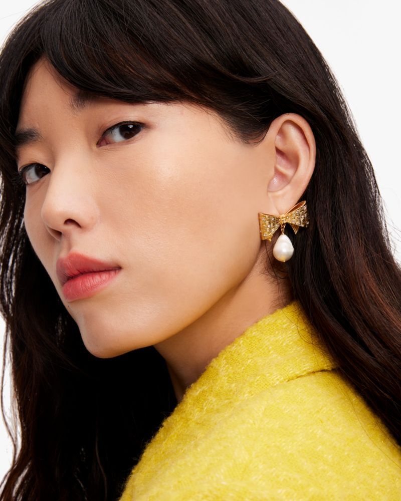 Kate Spade Wrapped In A Bow Drop Earrings Cream Multicolor / Gold | 7256913-TF