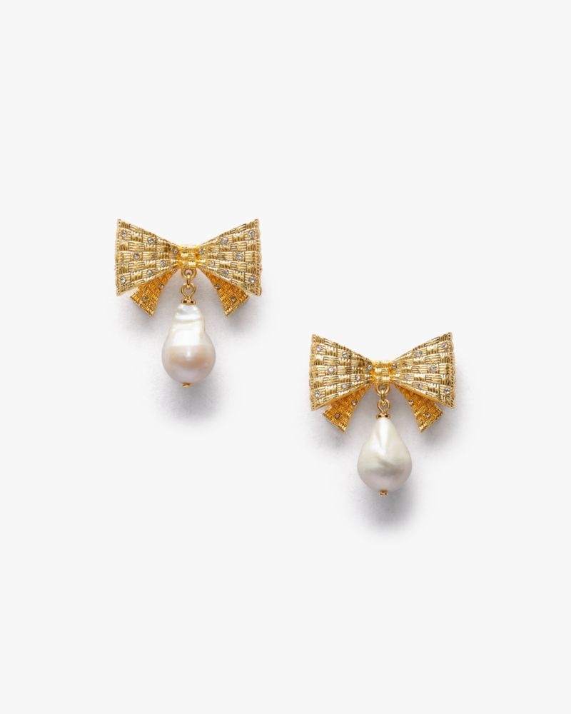 Kate Spade Wrapped In A Bow Drop Earrings Cream Multicolor / Gold | 7256913-TF