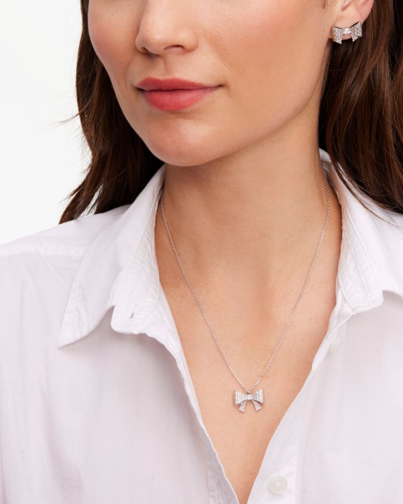 Kate Spade Wrapped In A Bow Mini Pendant Silver | 7104593-TO