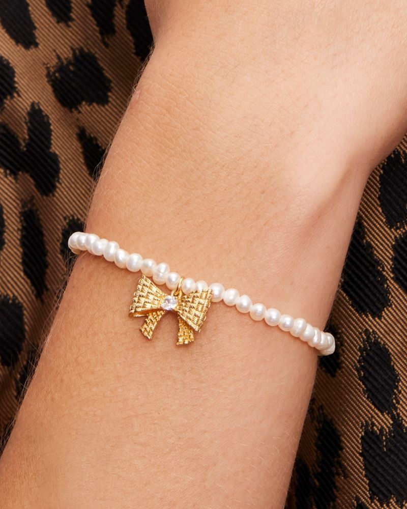 Kate Spade Wrapped In A Bow Pearl Charm Bracelet Gold | 6572083-FP