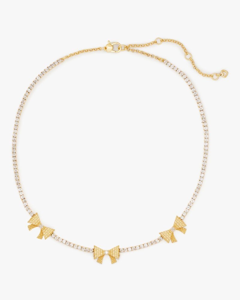 Kate Spade Wrapped In A Bow Tennis Necklace Gold | 9048375-JD