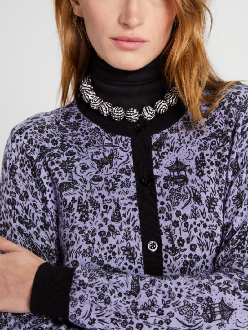 Kate Spade Year Of The Rabbit Toile Cardigan Lavender Cream | 5782049-JV