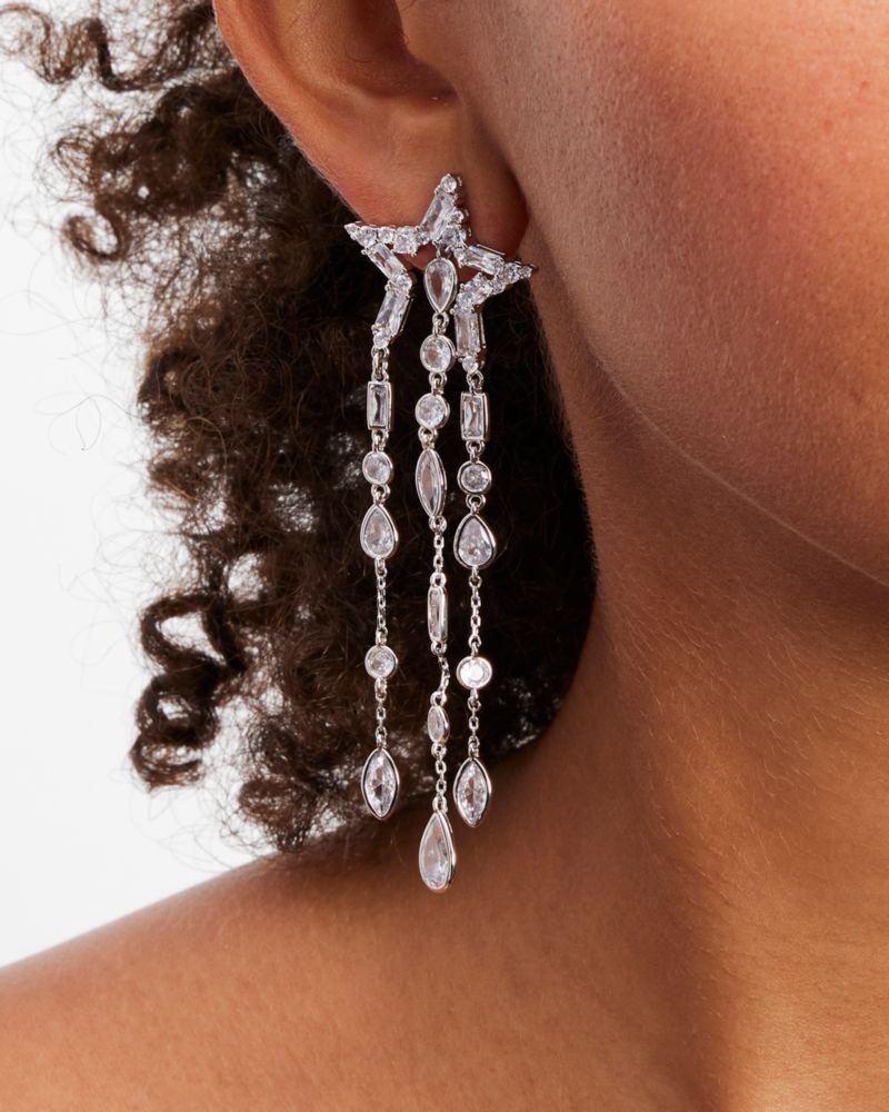 Kate Spade You're A Star Statement Fringe Earrings Silver | 1965084-LH