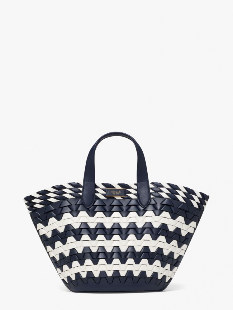 Kate Spade Zigzag Woven Leather Small Tote Blue Multicolor | 2948670-UH